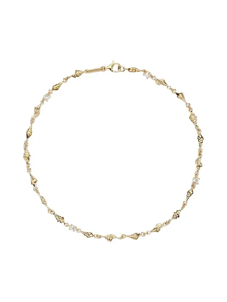 Shell By The Yard 18kt gold anklet with diamonds