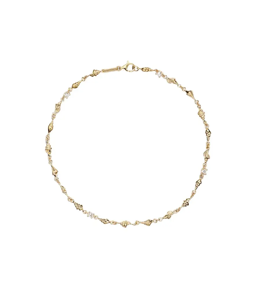 Anita Ko Shell By The Yard 18kt gold anklet with diamonds