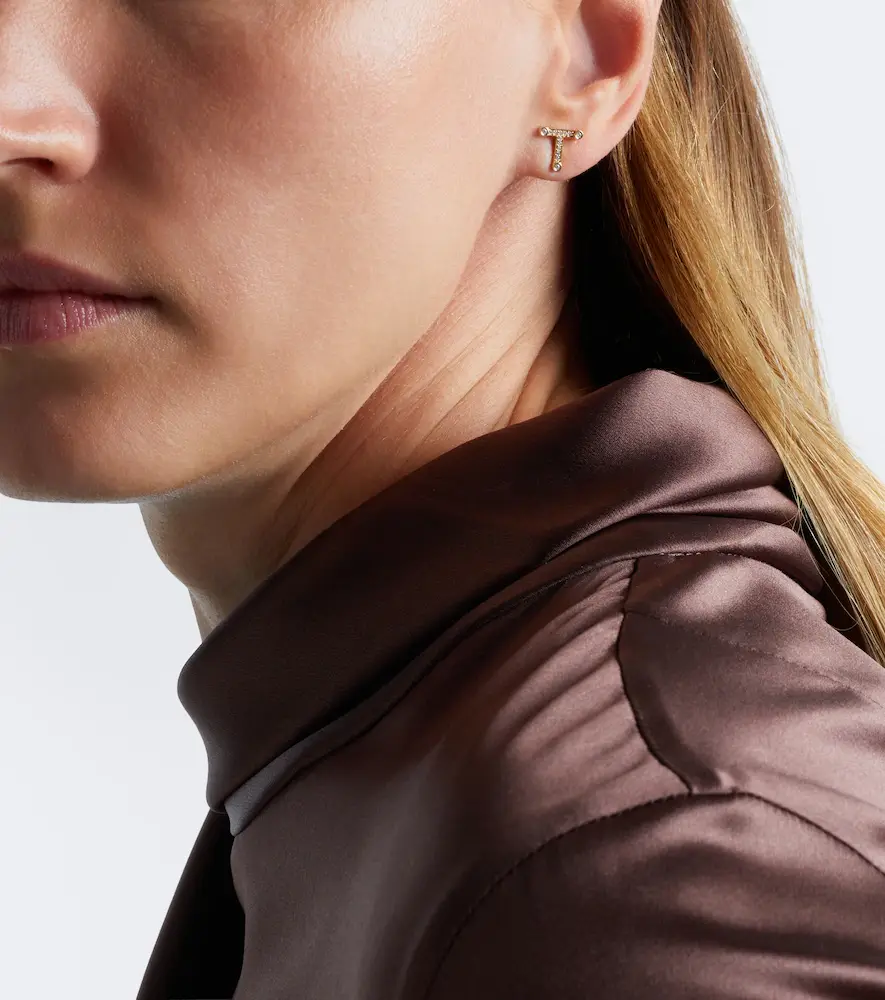 Sophie Bille Brahe Initial Petite T 18kt gold single earring with diamonds | Thumbnail 3 Sophie Bille Brahe Initial Petite T 18kt gold single earring with diamonds | Thumbnail 3