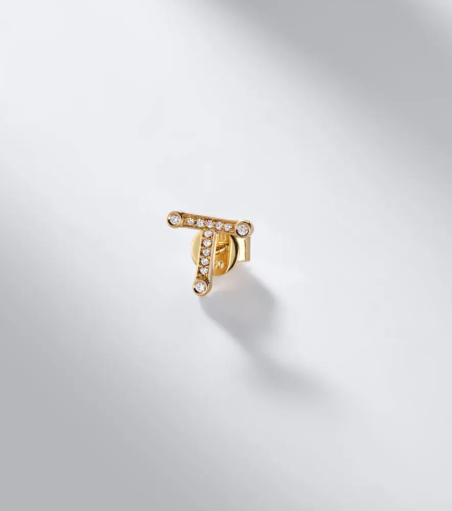 Sophie Bille Brahe Initial Petite T 18kt gold single earring with diamonds | Thumbnail 5 Sophie Bille Brahe Initial Petite T 18kt gold single earring with diamonds | Thumbnail 5