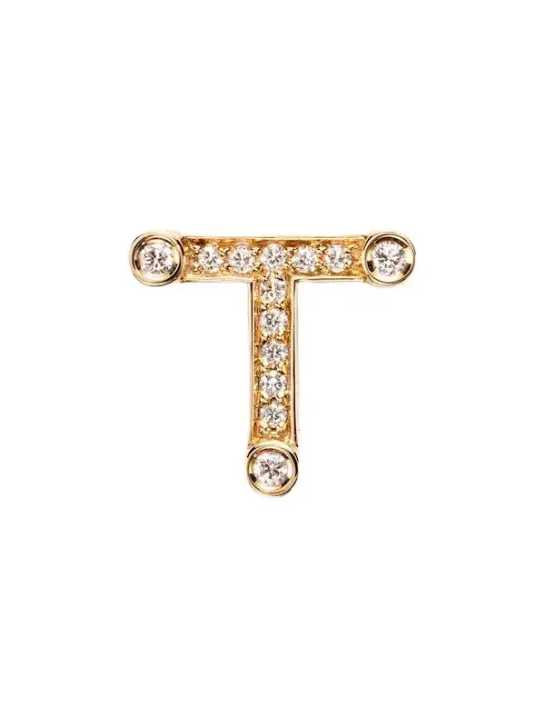 Initial Petite T 18kt gold single earring with diamonds Initial Petite T 18kt gold single earring with diamonds