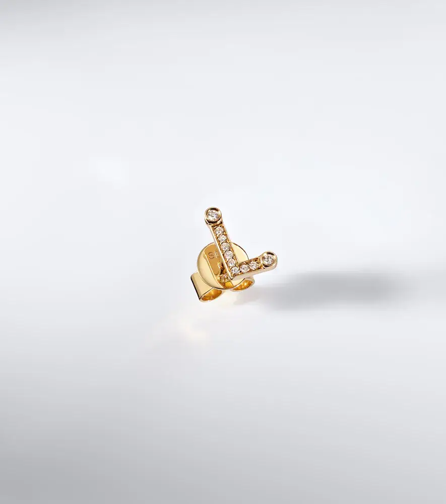 Sophie Bille Brahe Initial Petite L 18kt gold single earring with diamonds | Thumbnail 5