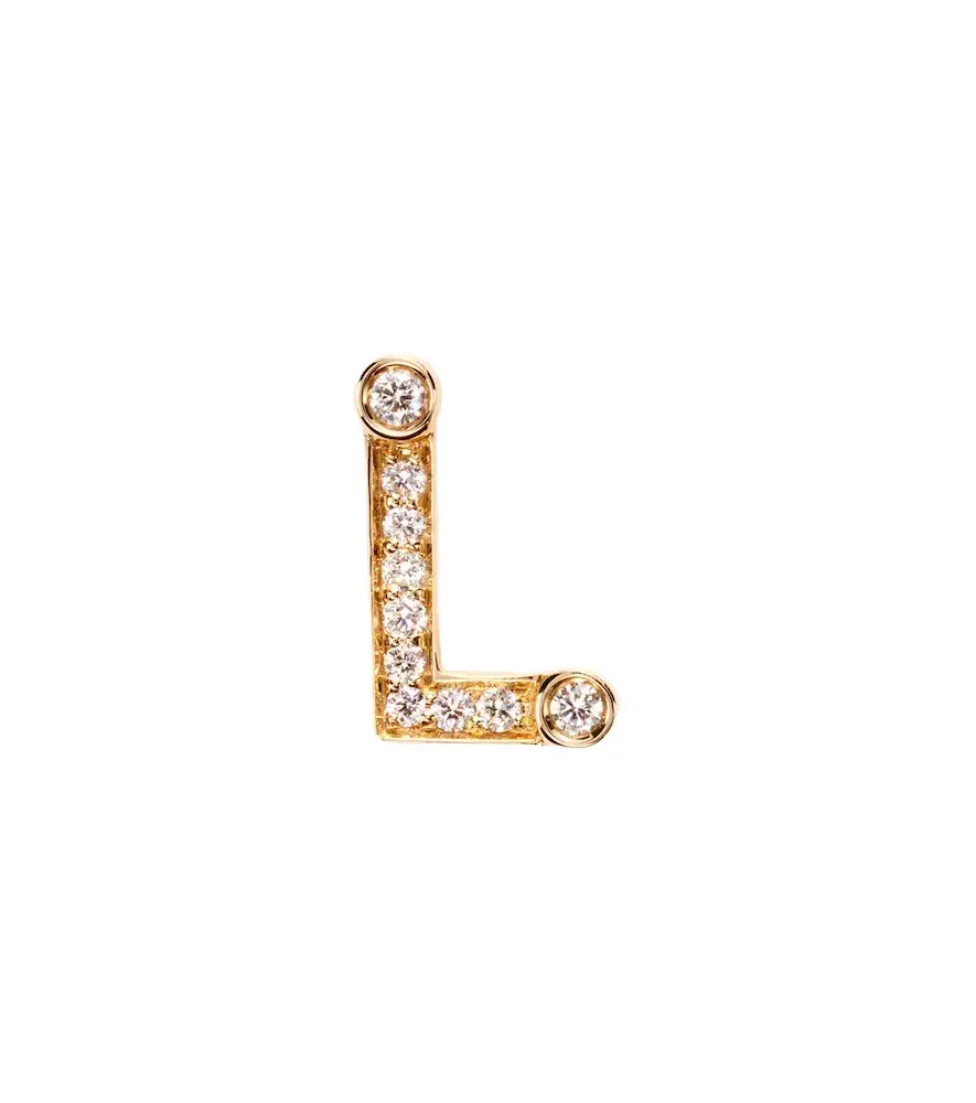 Initial Petite L 18kt gold single earring with diamonds Initial Petite L 18kt gold single earring with diamonds