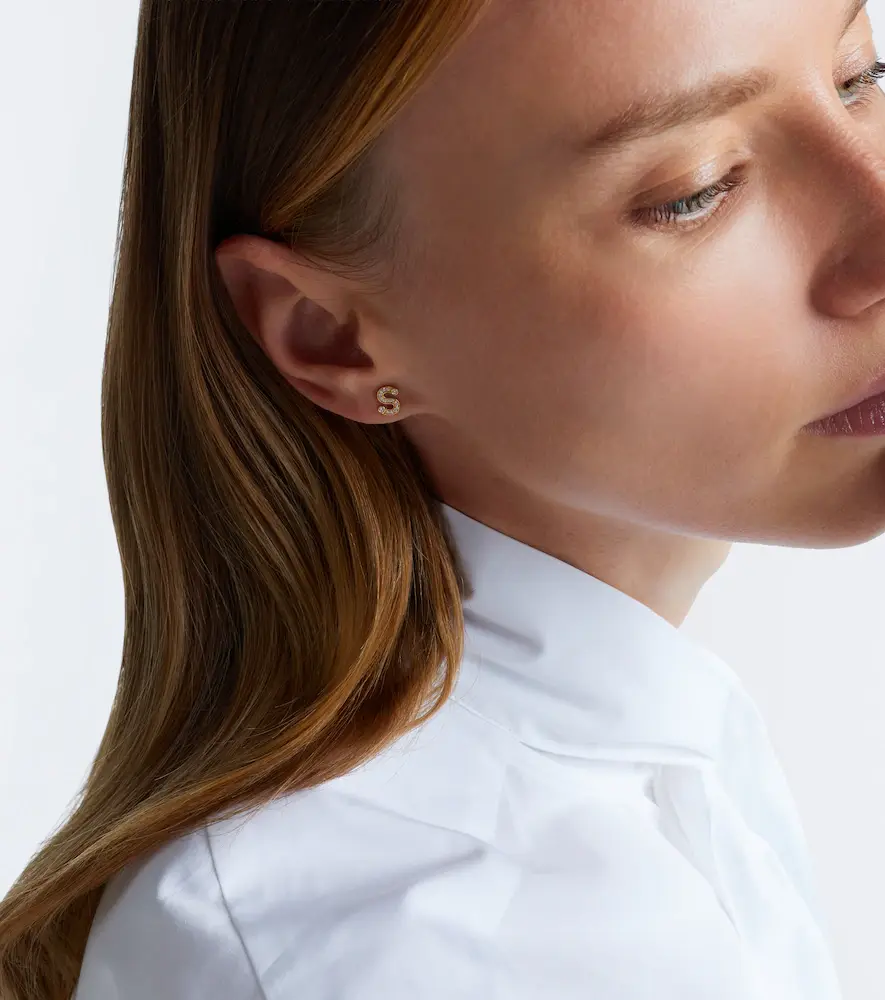 Sophie Bille Brahe Initial Petite S 18kt gold single earring with diamonds | Thumbnail 3 Sophie Bille Brahe Initial Petite S 18kt gold single earring with diamonds | Thumbnail 3