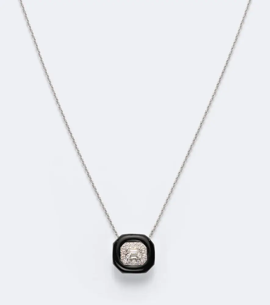 Nikos Koulis Oui 18kt white gold and enamel pendant necklace with diamonds | Thumbnail 2