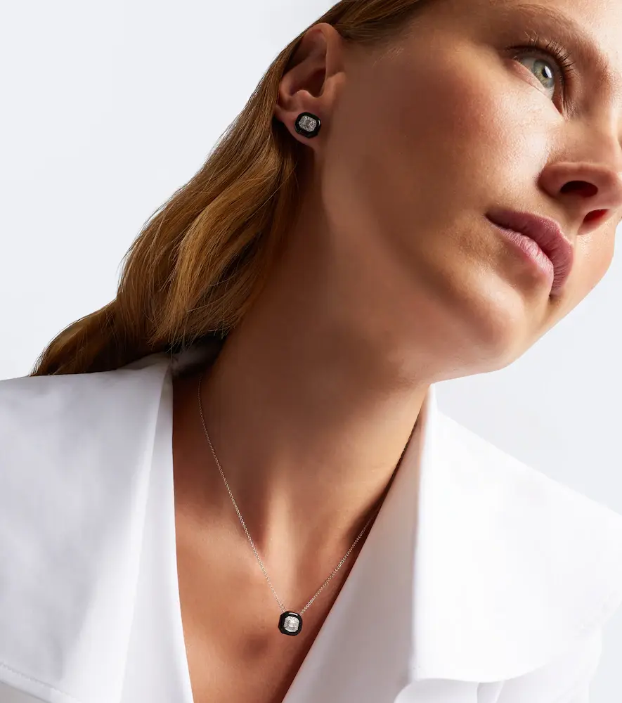 Nikos Koulis Oui 18kt white gold and enamel pendant necklace with diamonds | Thumbnail 4