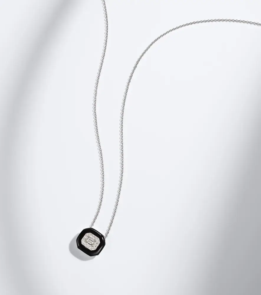 Nikos Koulis Oui 18kt white gold and enamel pendant necklace with diamonds | Thumbnail 6