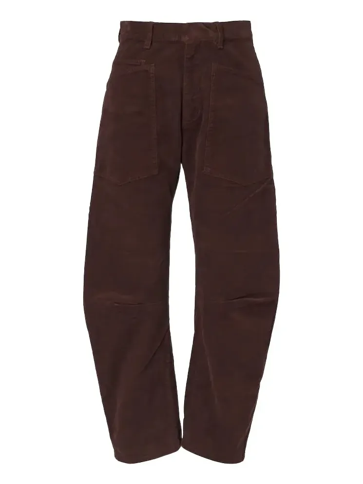 Shon cotton-blend corduroy barrel-leg pants Shon cotton-blend corduroy barrel-leg pants