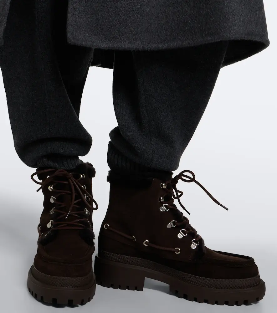 Yves Salomon Shearling-lined suede lace-up boots | Thumbnail 5 Yves Salomon Shearling-lined suede lace-up boots | Thumbnail 5