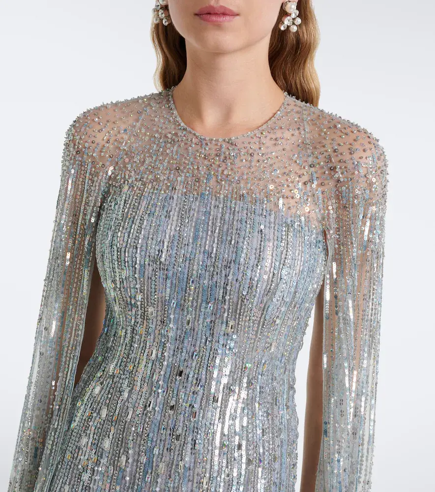 Jenny Packham Cosmic Dust embellished caped gown | Thumbnail 2