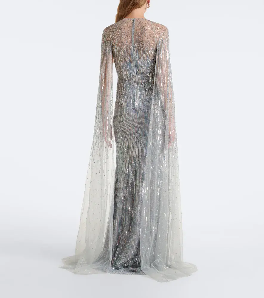 Jenny Packham Cosmic Dust embellished caped gown | Thumbnail 4
