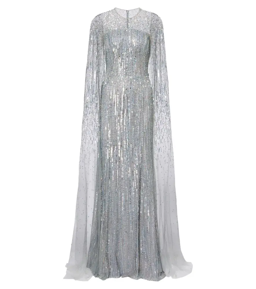 Cosmic Dust embellished caped gown