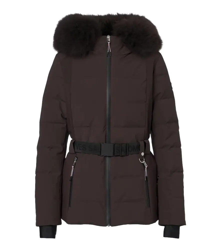 Belted shearling-trimmed ski jacket Belted shearling-trimmed ski jacket