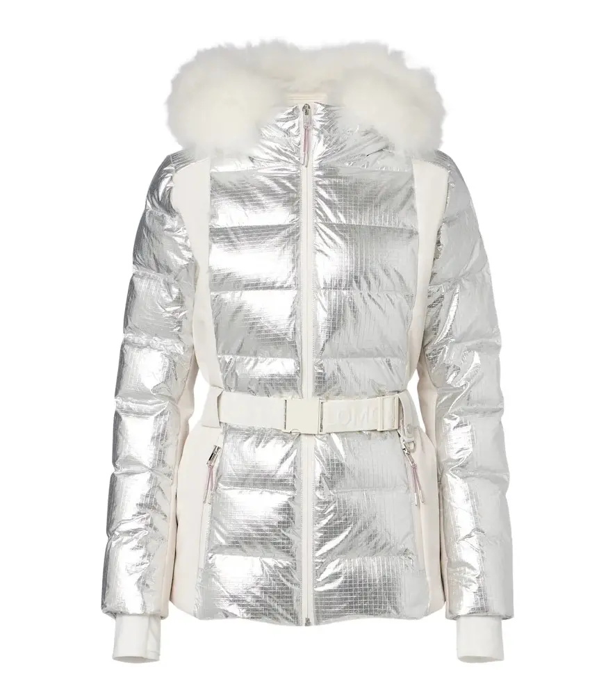 Belted shearling-trimmed ski jacket Belted shearling-trimmed ski jacket