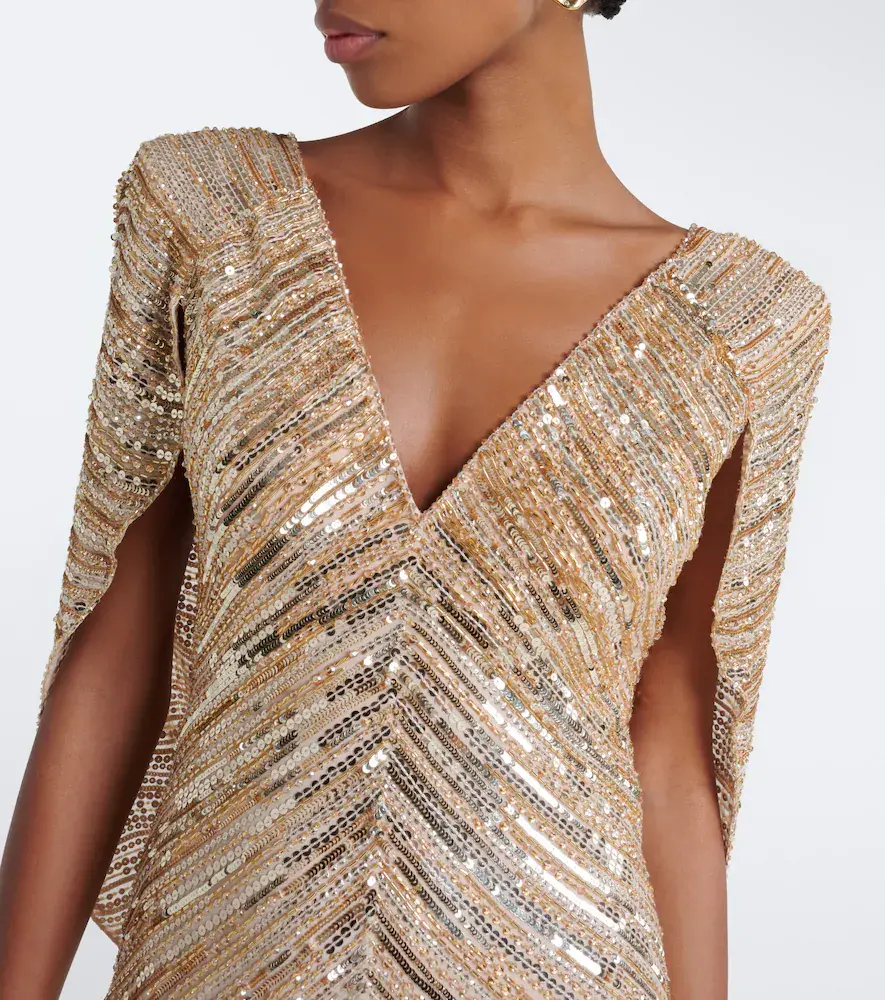 Jenny Packham Fiore sequined caped gown | Thumbnail 3 Jenny Packham Fiore sequined caped gown | Thumbnail 3