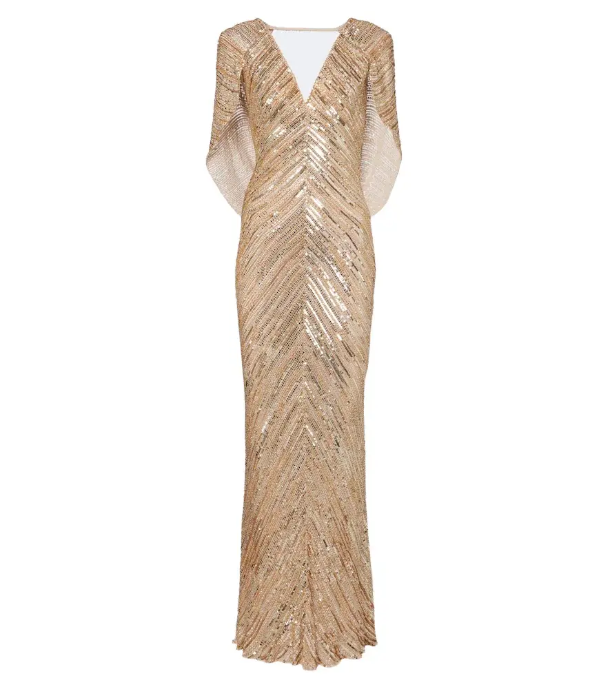 Jenny Packham Fiore sequined caped gown