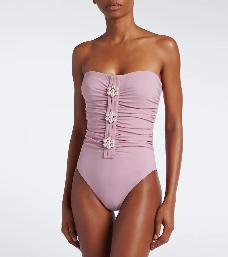 Karla Colletto Maya embellished ruched swimsuit | Thumbnail 3