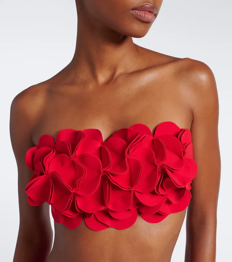Karla Colletto Tess floral-appliqué bandeau bikini top | Thumbnail 4