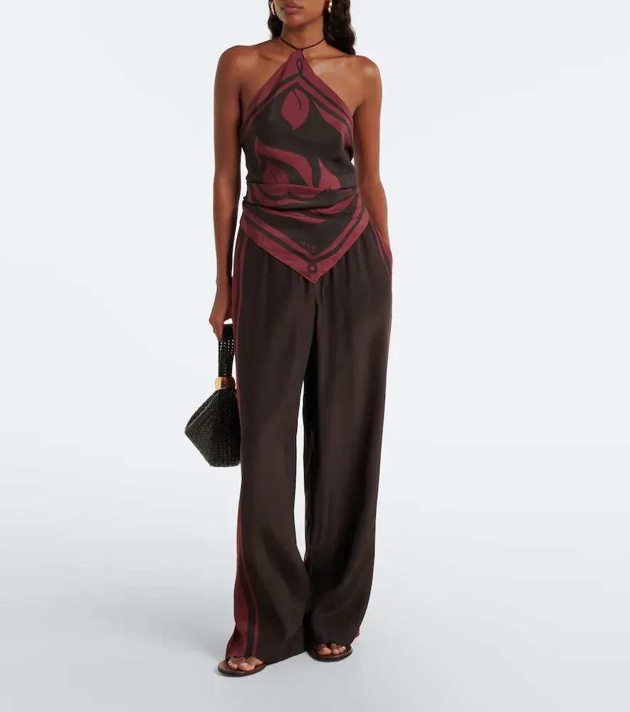 SIR. Printed silk satin scarf top | Thumbnail 4