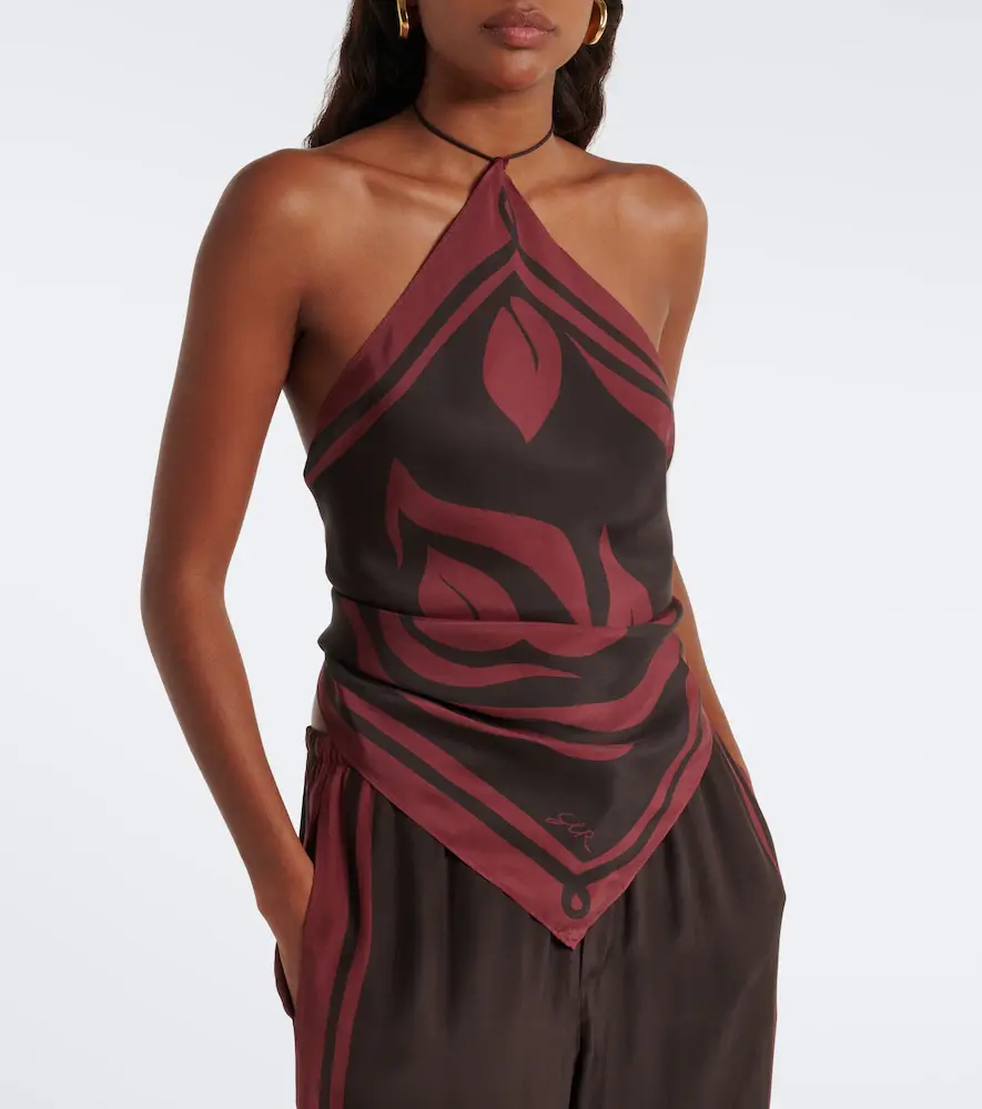 SIR. Printed silk satin scarf top | Thumbnail 6