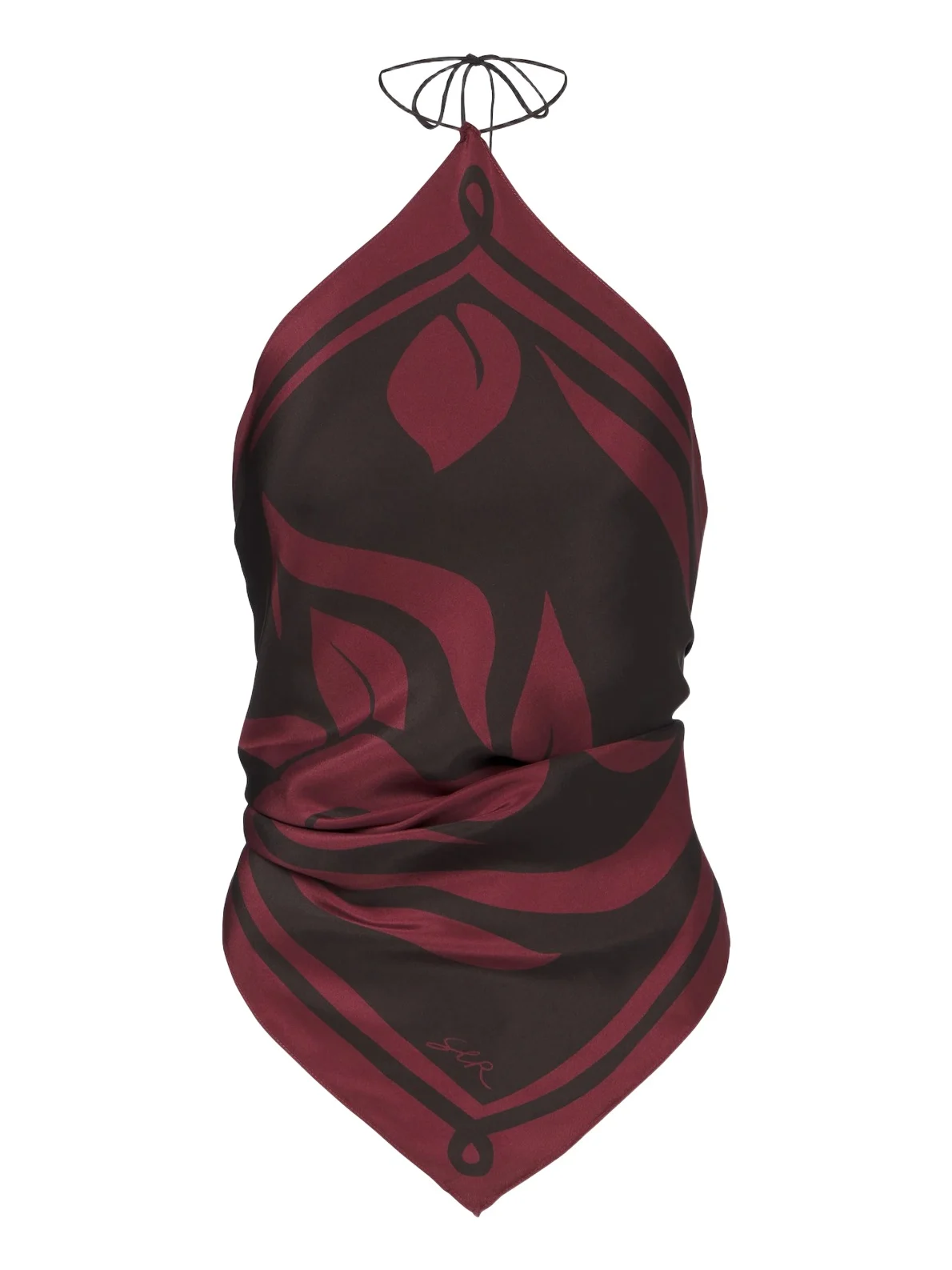Printed silk satin scarf top Printed silk satin scarf top