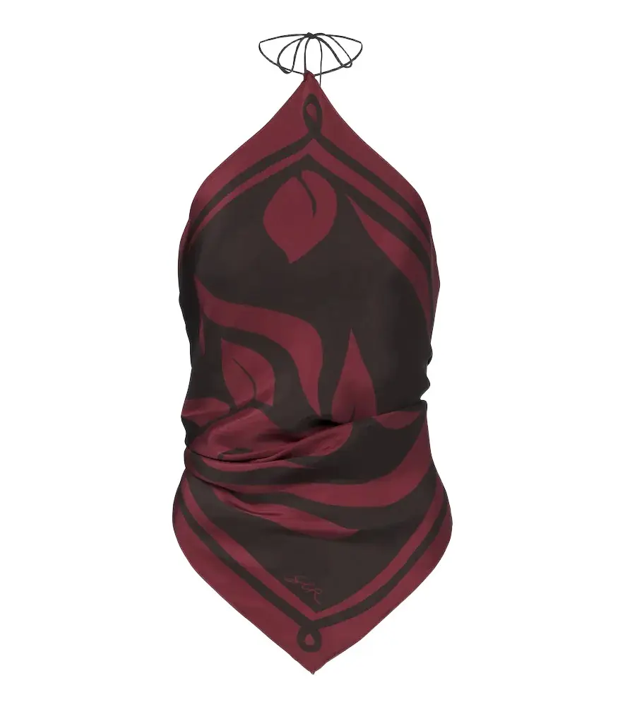 Printed silk satin scarf top Printed silk satin scarf top
