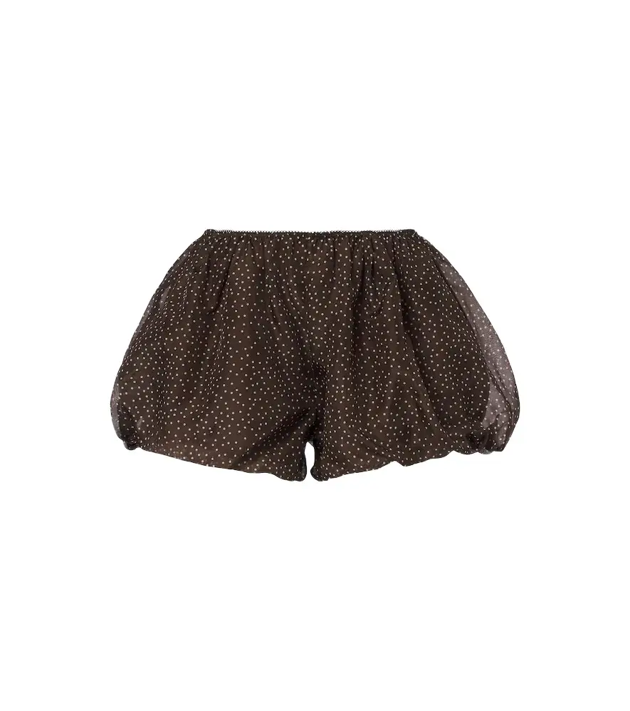 Polka-dot silk organza shorts