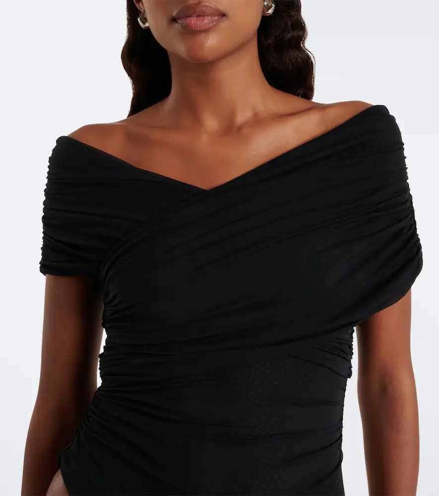 SIR. Off-shoulder ruched mesh bodysuit | Thumbnail 2 SIR. Off-shoulder ruched mesh bodysuit | Thumbnail 2