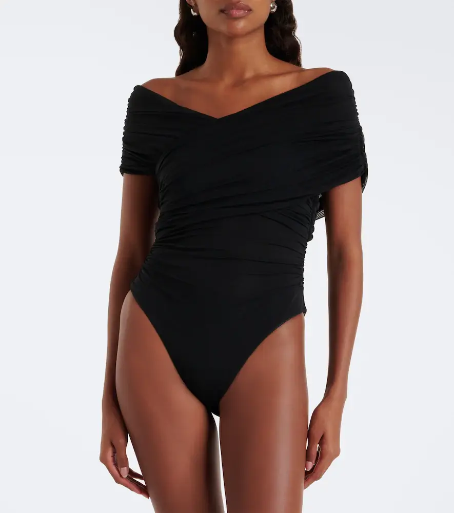 SIR. Off-shoulder ruched mesh bodysuit | Thumbnail 6 SIR. Off-shoulder ruched mesh bodysuit | Thumbnail 6