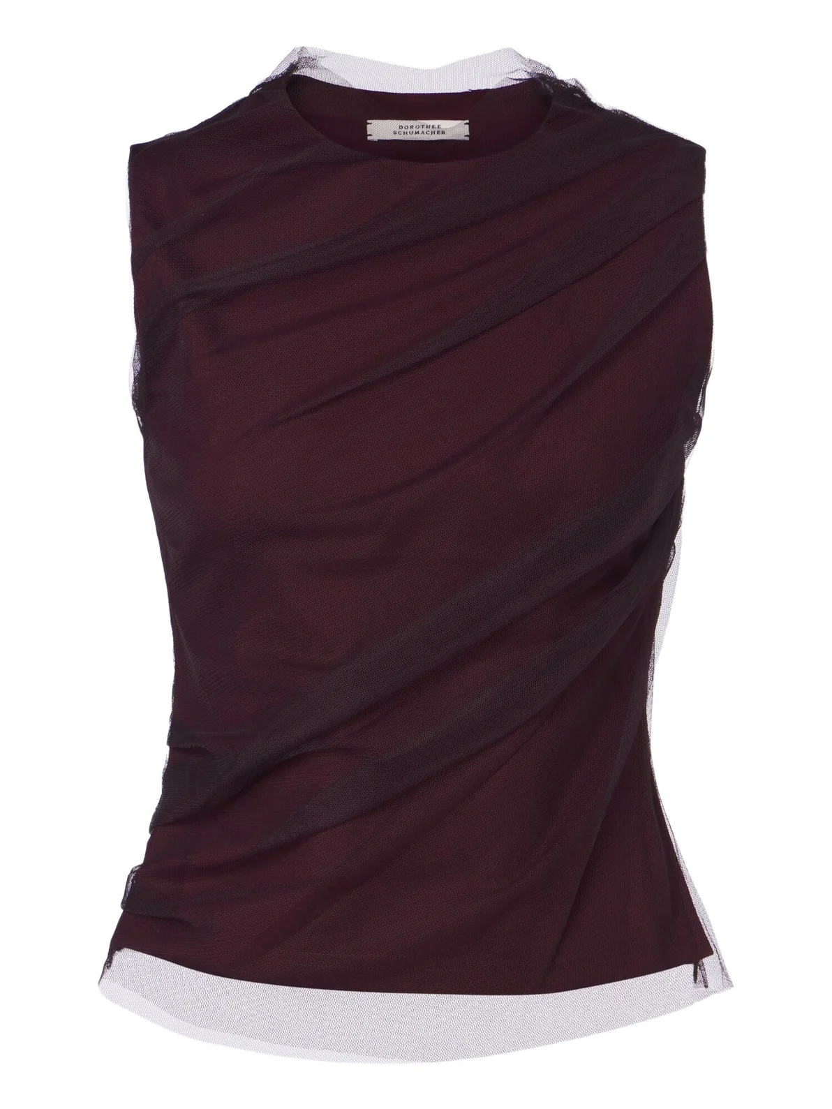 Layered draped jersey and tulle top Layered draped jersey and tulle top