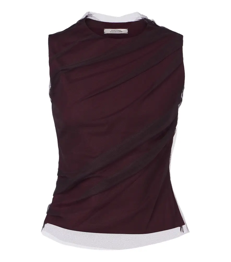 Dorothee Schumacher Layered draped jersey and tulle top