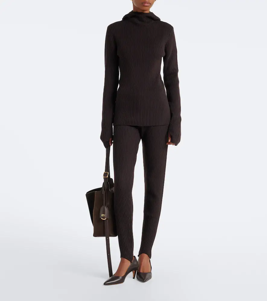 The Frankie Shop Piuma ribbed-knit wool stirrup leggings | Thumbnail 3