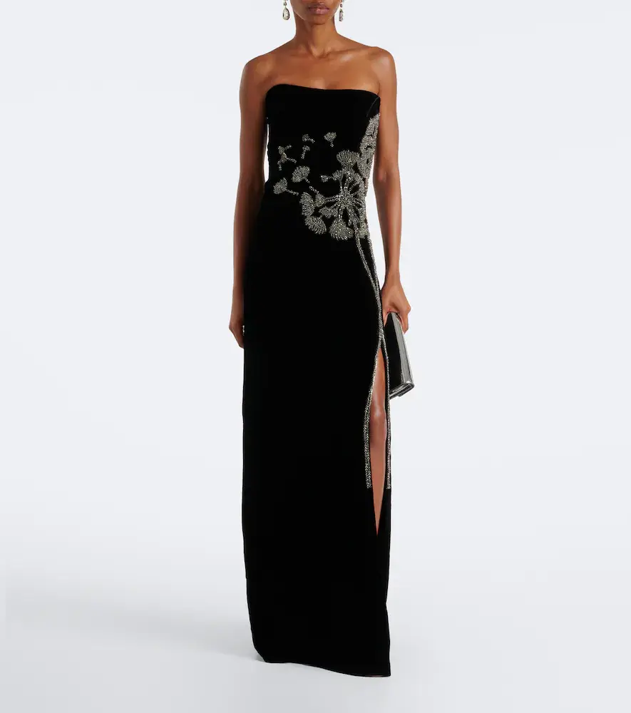 Costarellos Embellished strapless velvet gown | Thumbnail 2 Costarellos Embellished strapless velvet gown | Thumbnail 2