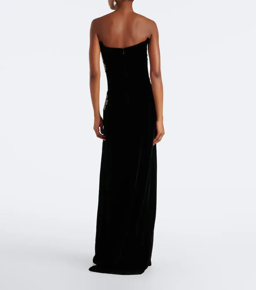 Costarellos Embellished strapless velvet gown | Thumbnail 3 Costarellos Embellished strapless velvet gown | Thumbnail 3