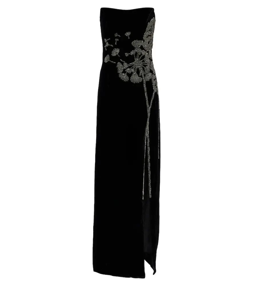 Embellished strapless velvet gown Embellished strapless velvet gown