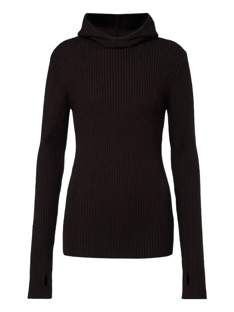 Larice ribbed-knit hooded wool sweater