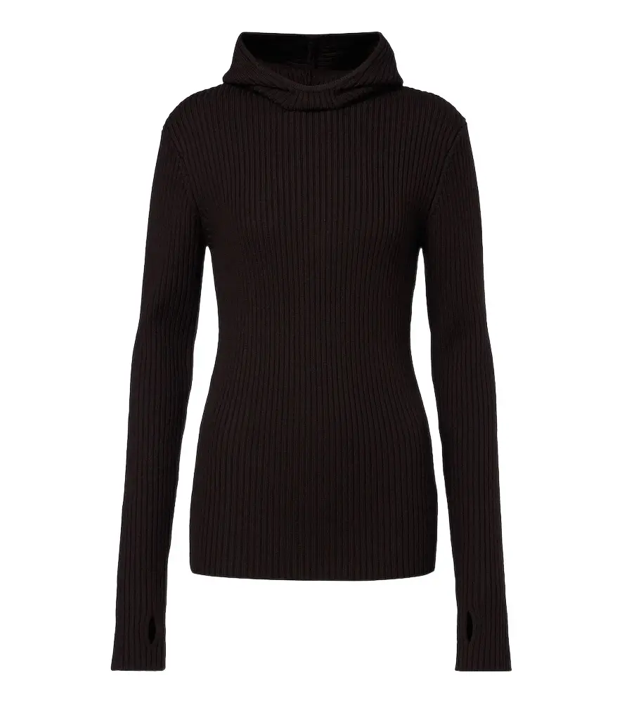 Larice ribbed-knit hooded wool sweater Larice ribbed-knit hooded wool sweater