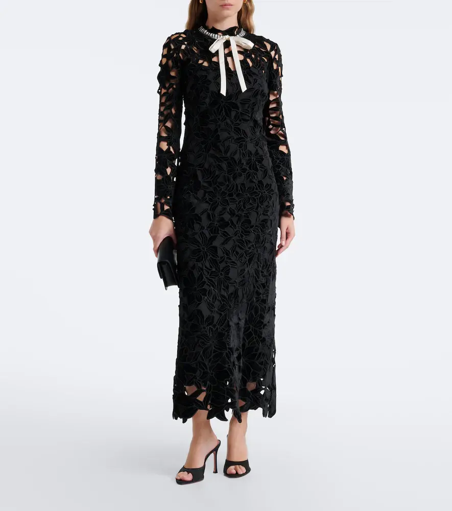 Simkhai Thiora velvet guipure lace midi dress | Thumbnail 4 Simkhai Thiora velvet guipure lace midi dress | Thumbnail 4