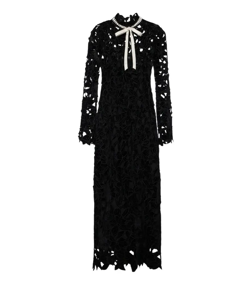 Thiora velvet guipure lace midi dress