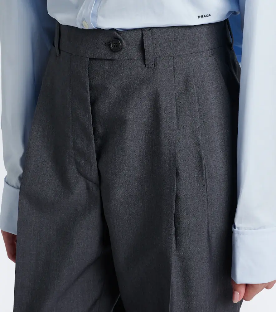 Prada Pleated wool and mohair straight pants | Thumbnail 3 Prada Pleated wool and mohair straight pants | Thumbnail 3