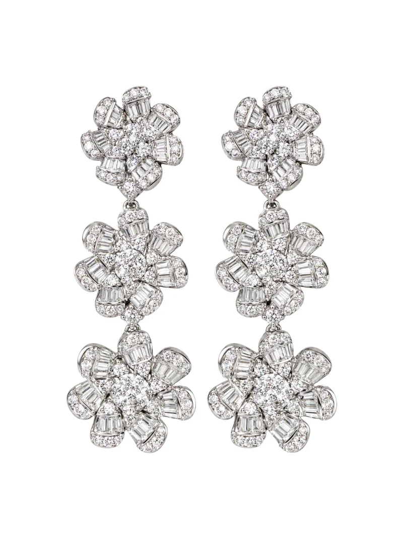 Wish Fine Jewelry 4.10ct Diamond 14K Gold Cluster Flower Drop Earrings