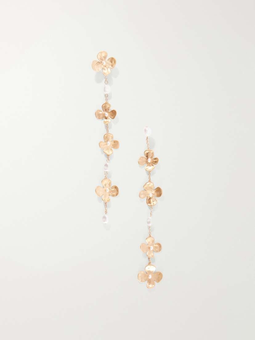 Lucky Pearl-effect Gold-tone Earrings