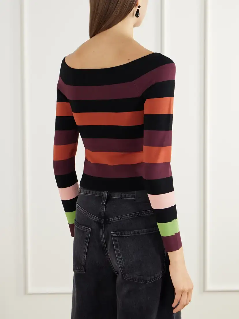 Christopher John Rogers Striped Off-the-shoulder Stretch-jersey Top | Thumbnail 3 Christopher John Rogers Striped Off-the-shoulder Stretch-jersey Top | Thumbnail 3