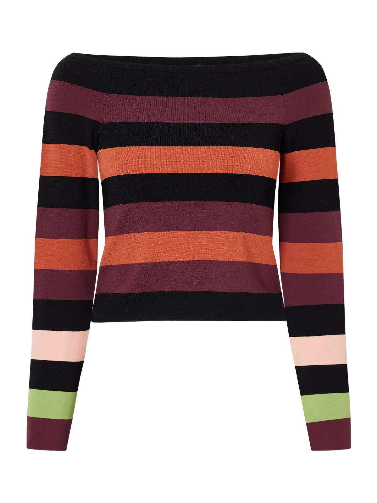 Christopher John Rogers Striped Off-the-shoulder Stretch-jersey Top