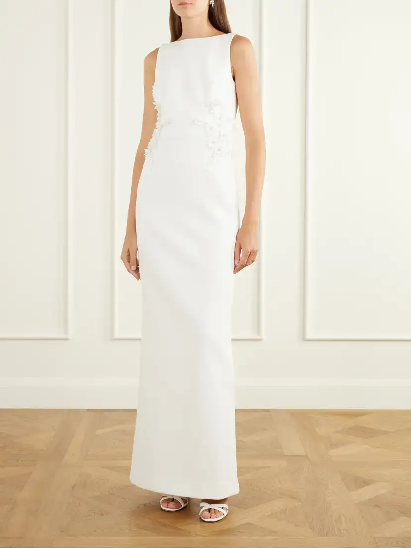 Rebecca Vallance Andre Floral-appliquéd Darted Crepe Gown | Thumbnail 2 Rebecca Vallance Andre Floral-appliquéd Darted Crepe Gown | Thumbnail 2