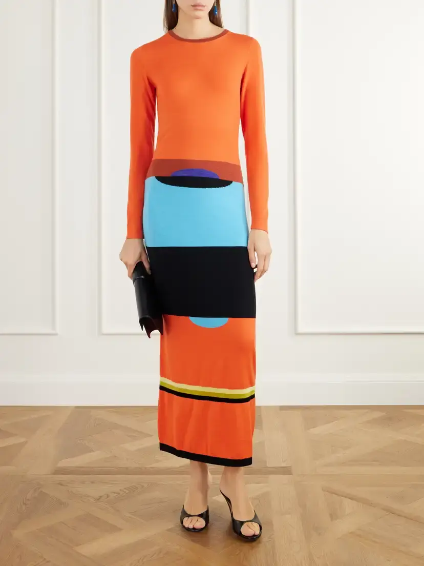 Christopher John Rogers Striped Intarsia-knit Merino Wool And Silk-blend Maxi Dress | Thumbnail 2