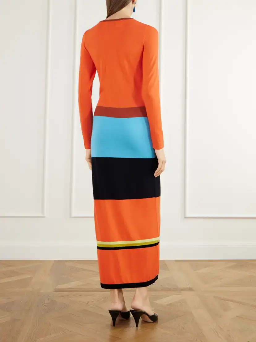Christopher John Rogers Striped Intarsia-knit Merino Wool And Silk-blend Maxi Dress | Thumbnail 3