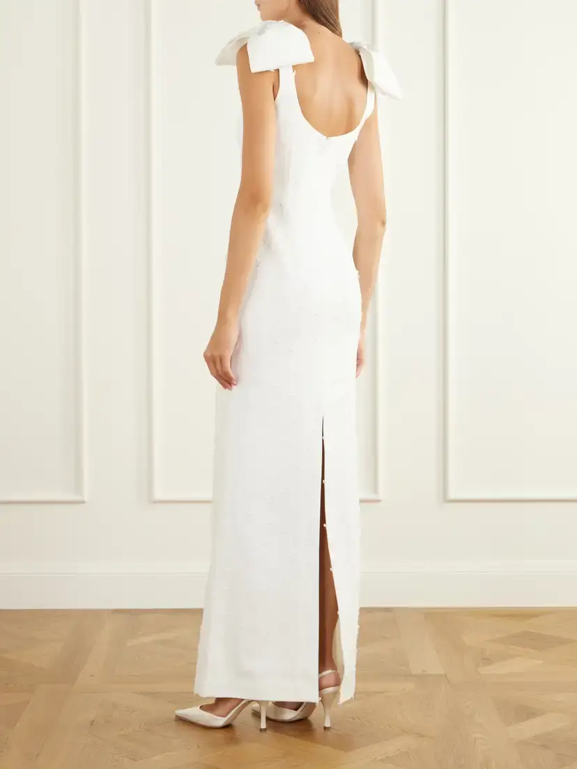 Rebecca Vallance Mariee Bow-detailed Embroidered Paneled Crepe Gown | Thumbnail 3 Rebecca Vallance Mariee Bow-detailed Embroidered Paneled Crepe Gown | Thumbnail 3