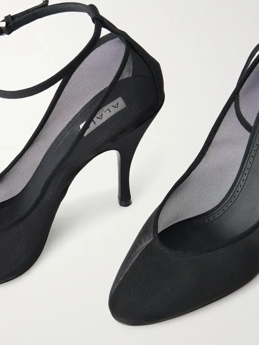 Alaïa 100 Grosgrain-trimmed Tulle Pumps | Thumbnail 5 Alaïa 100 Grosgrain-trimmed Tulle Pumps | Thumbnail 5