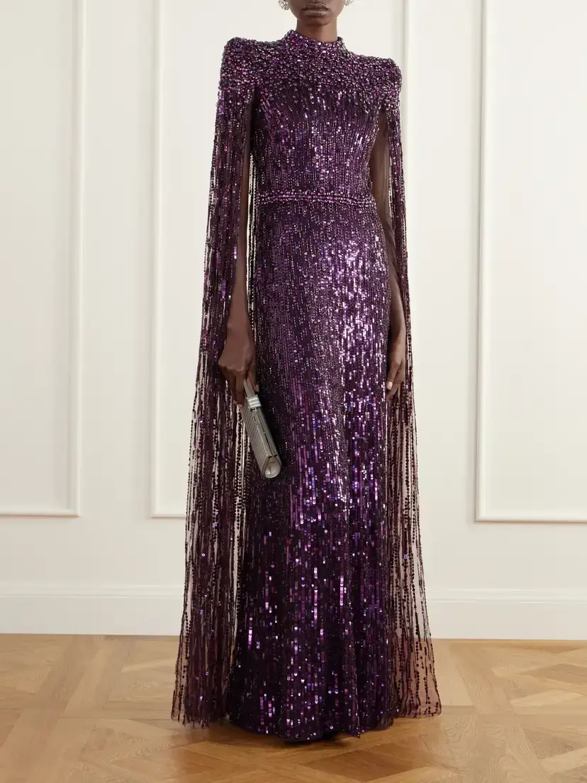 Jenny Packham Opera Cape-effect Sequin-embellished Tulle Gown | Thumbnail 2 Jenny Packham Opera Cape-effect Sequin-embellished Tulle Gown | Thumbnail 2